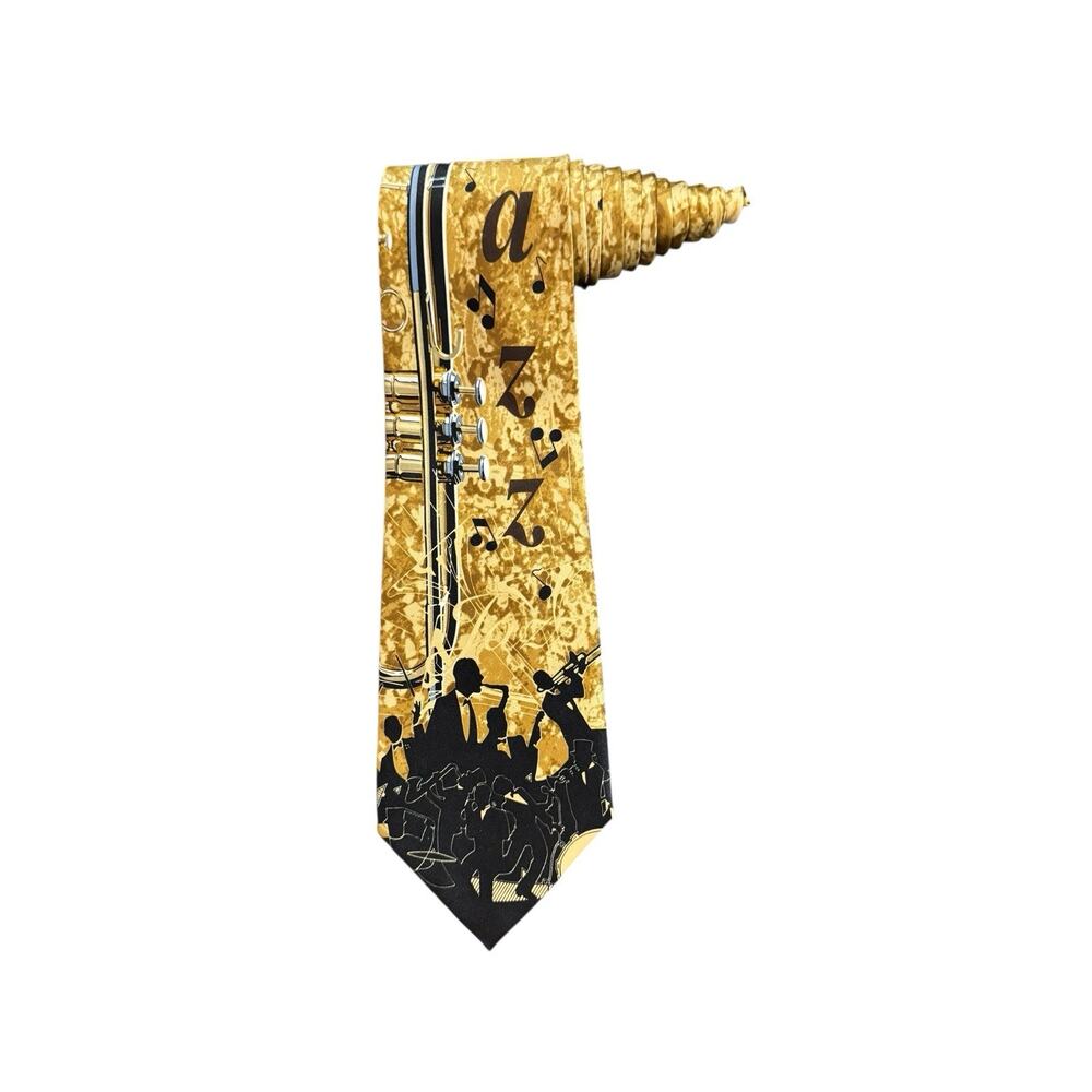 Ralph Marlin Jazz Elements Trumpet Musical Notes Band Novelty Necktie